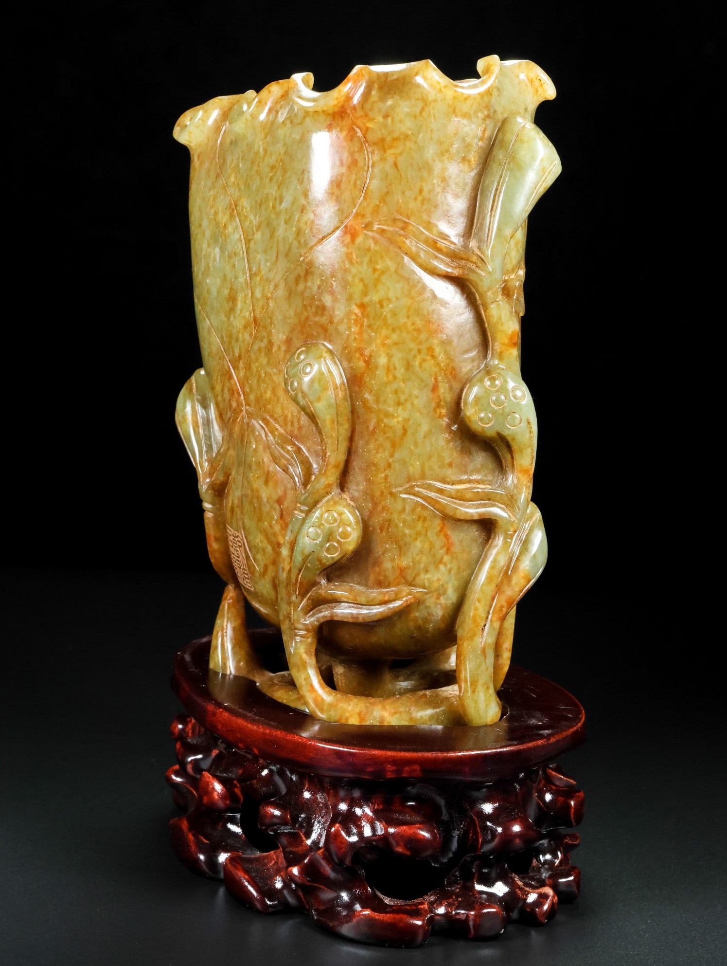 An Exquisite White Jade Flower Pattern Brush Pot Ornament - 4