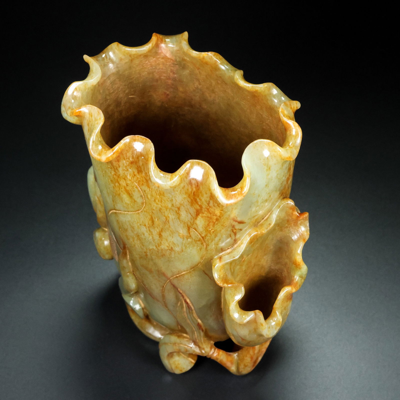 An Exquisite White Jade Flower Pattern Brush Pot Ornament - 5