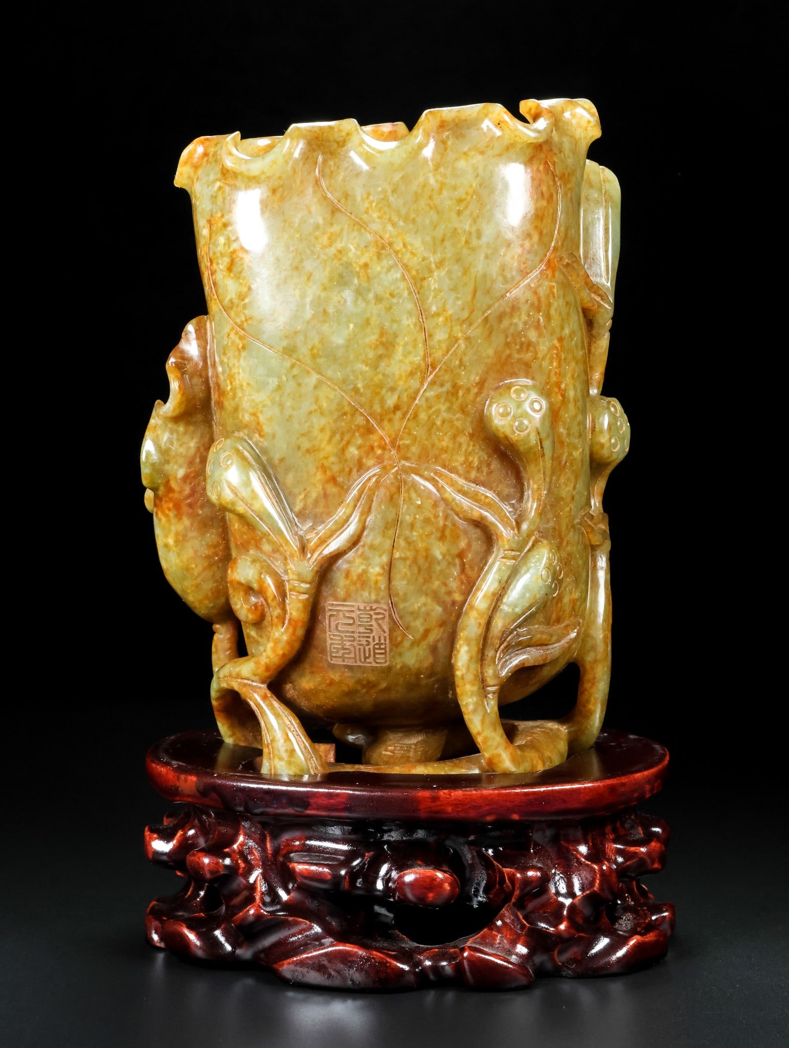 An Exquisite White Jade Flower Pattern Brush Pot Ornament - 9