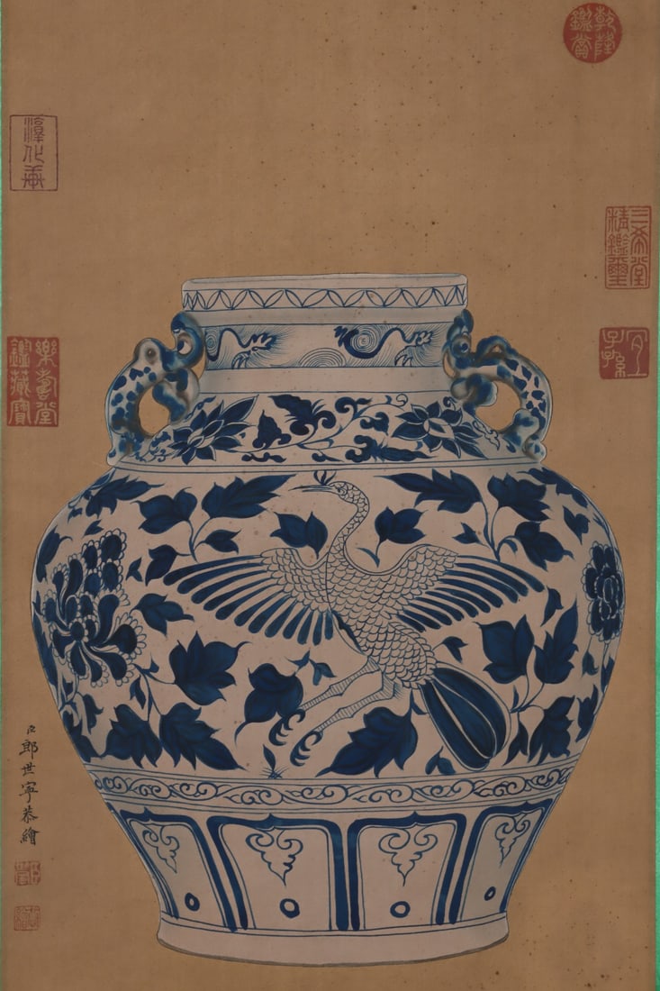 An Exquisite Blue and White Lotus Pattern Phoenix Pattern Double-Ears Jar - 7