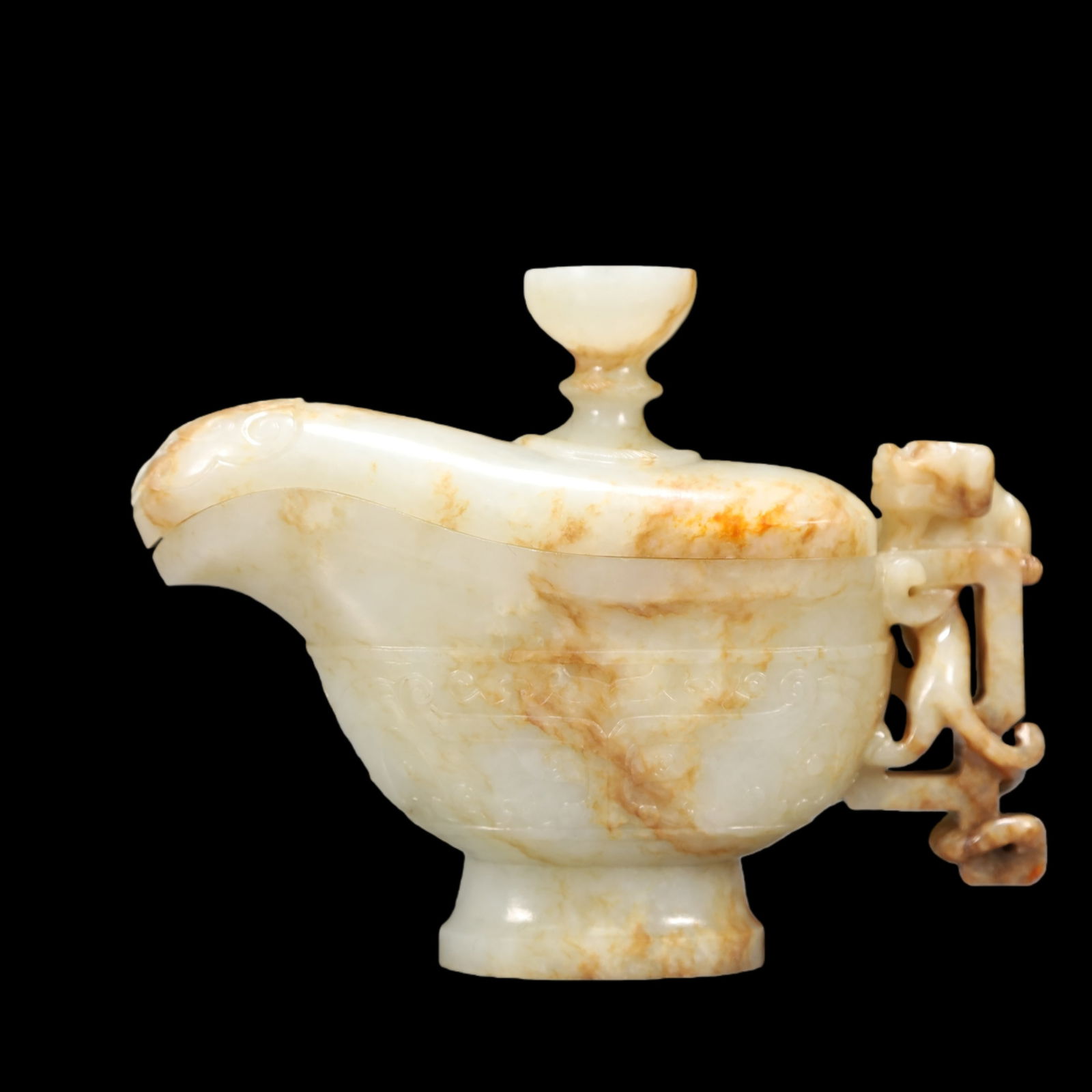 A Exquisite White Jade Goblet: A Exquisite White Jade Goblet Qing Dynasty, China Size:15.7cmx5.8cmx13cm Weight:760g (The Dimensions Of All Batches Are Manually Measured.If You Need More Detailed Information, Please Contact Our