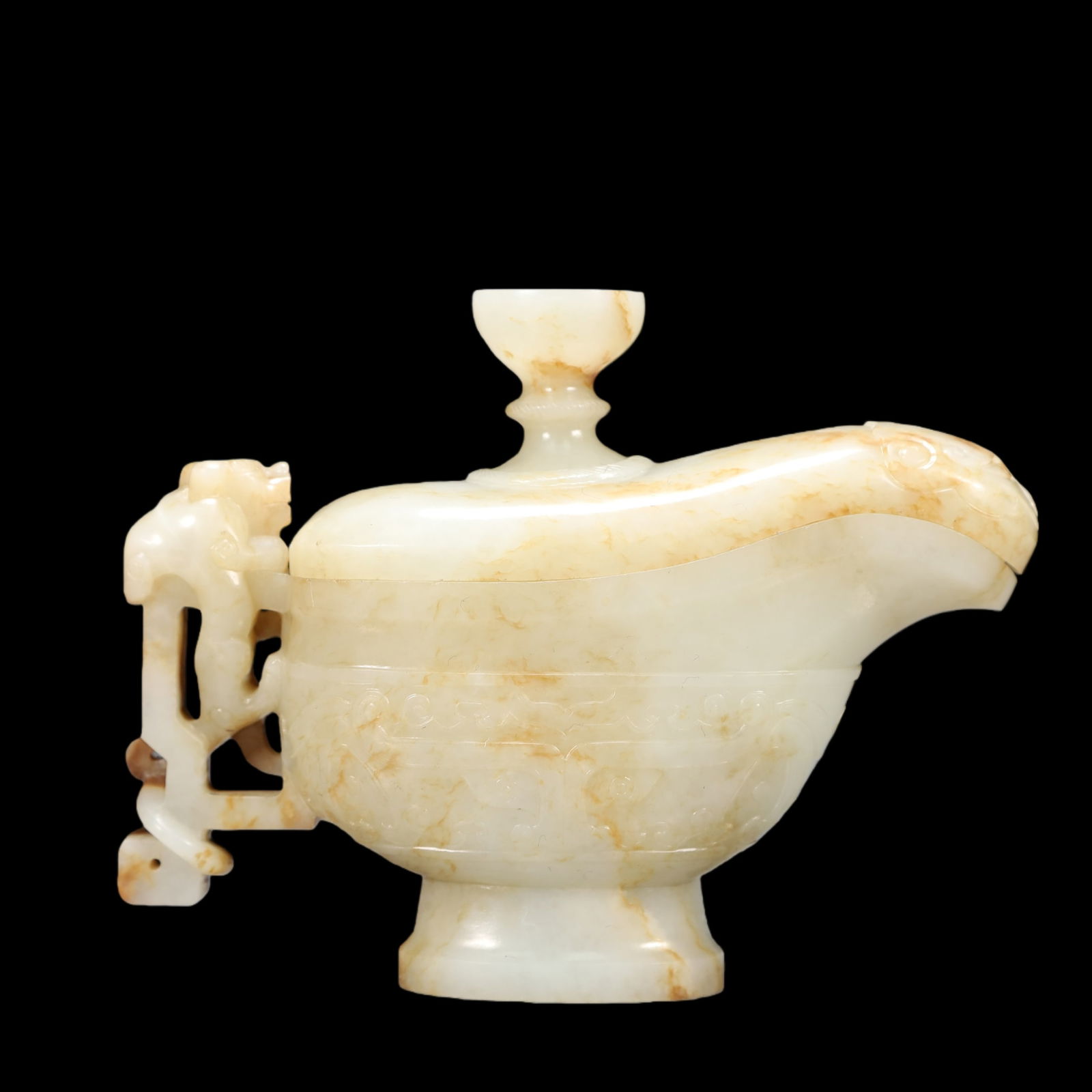 A Exquisite White Jade Goblet - 5