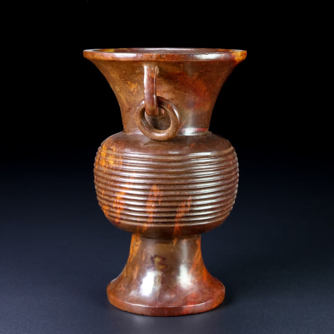 An Exquisite White Jade Double-Ears Vase - 6