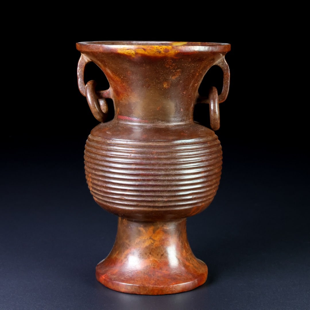 An Exquisite White Jade Double-Ears Vase - 7