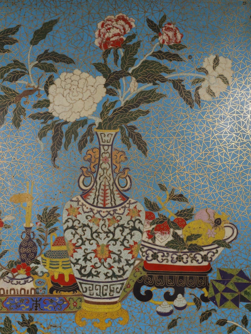 An Exquisite Cloisonne Flower Pattern Hanging Panel - 3