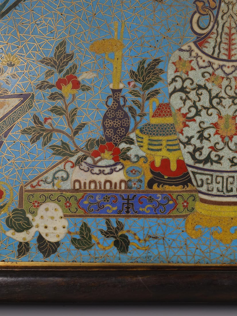 An Exquisite Cloisonne Flower Pattern Hanging Panel - 6