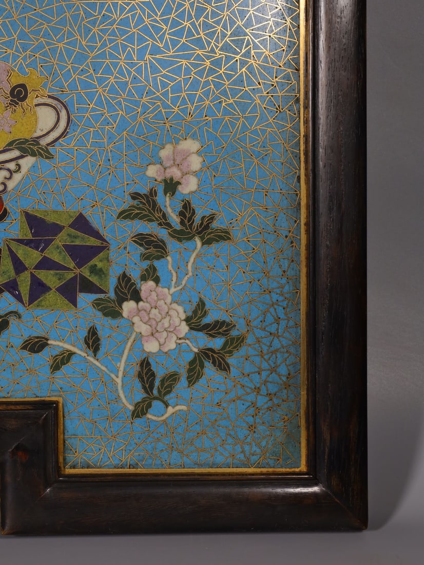 An Exquisite Cloisonne Flower Pattern Hanging Panel - 7