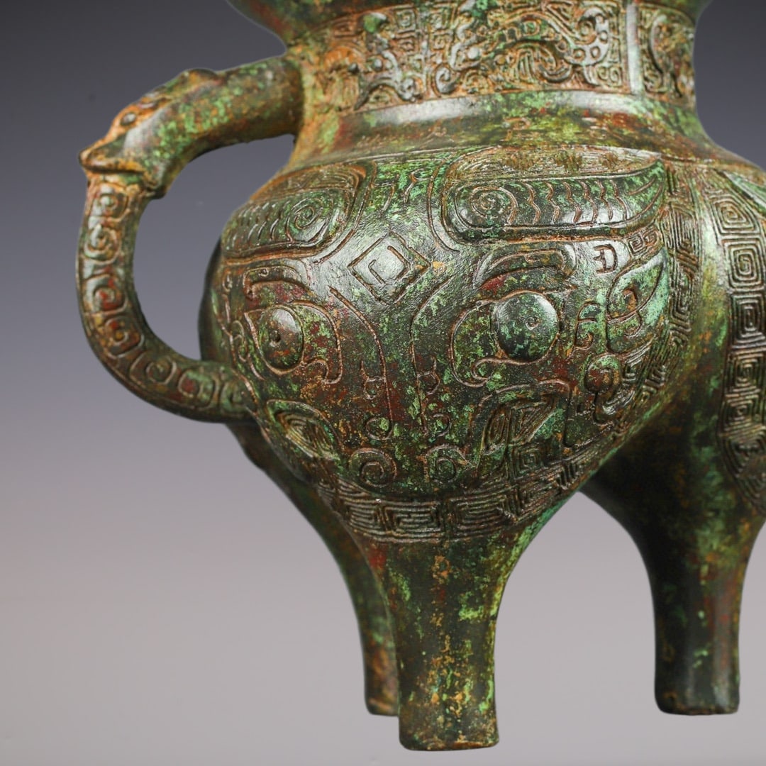 An Exquisite Bronze Beast-Face Pattern Ewer - 2