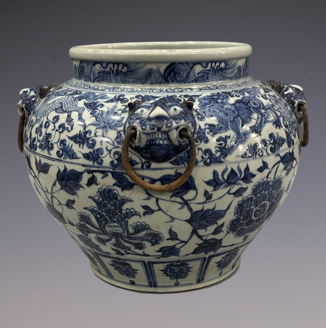 An Exquisite Blue and White Lotus Pattern Kylin Pattern Jar - 5