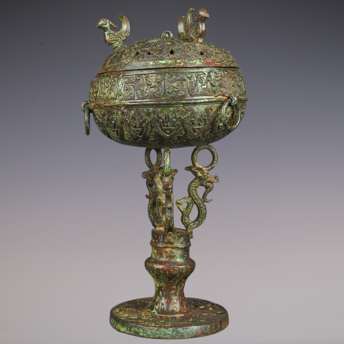 An Exquisite Bronze Beast-Face Pattern Censer - 5