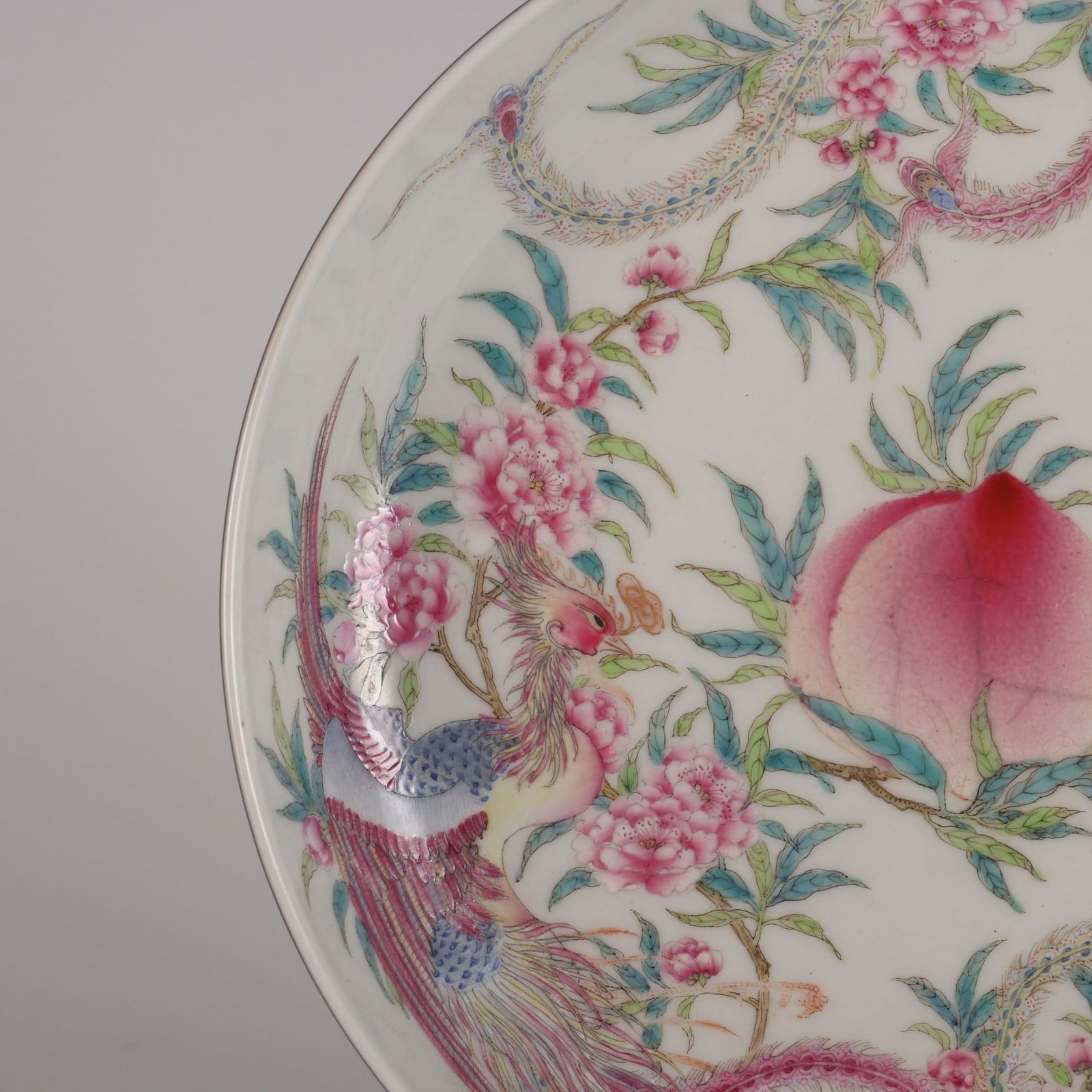 An Exquisite Enamel Phoenix Pattern Flower and Fruit Pattern Plate - 3