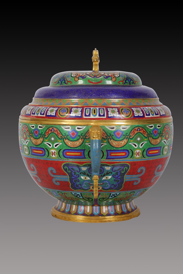 An Exquisite Cloisonne Beast-Face Pattern Double-Ears Censer - 3