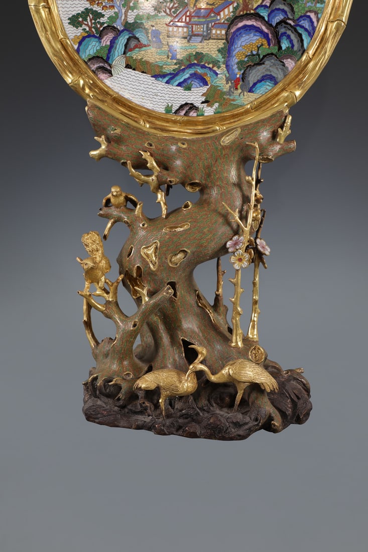 An Exquisite Cloisonne Landscape and Figure Pattern Screen - 5