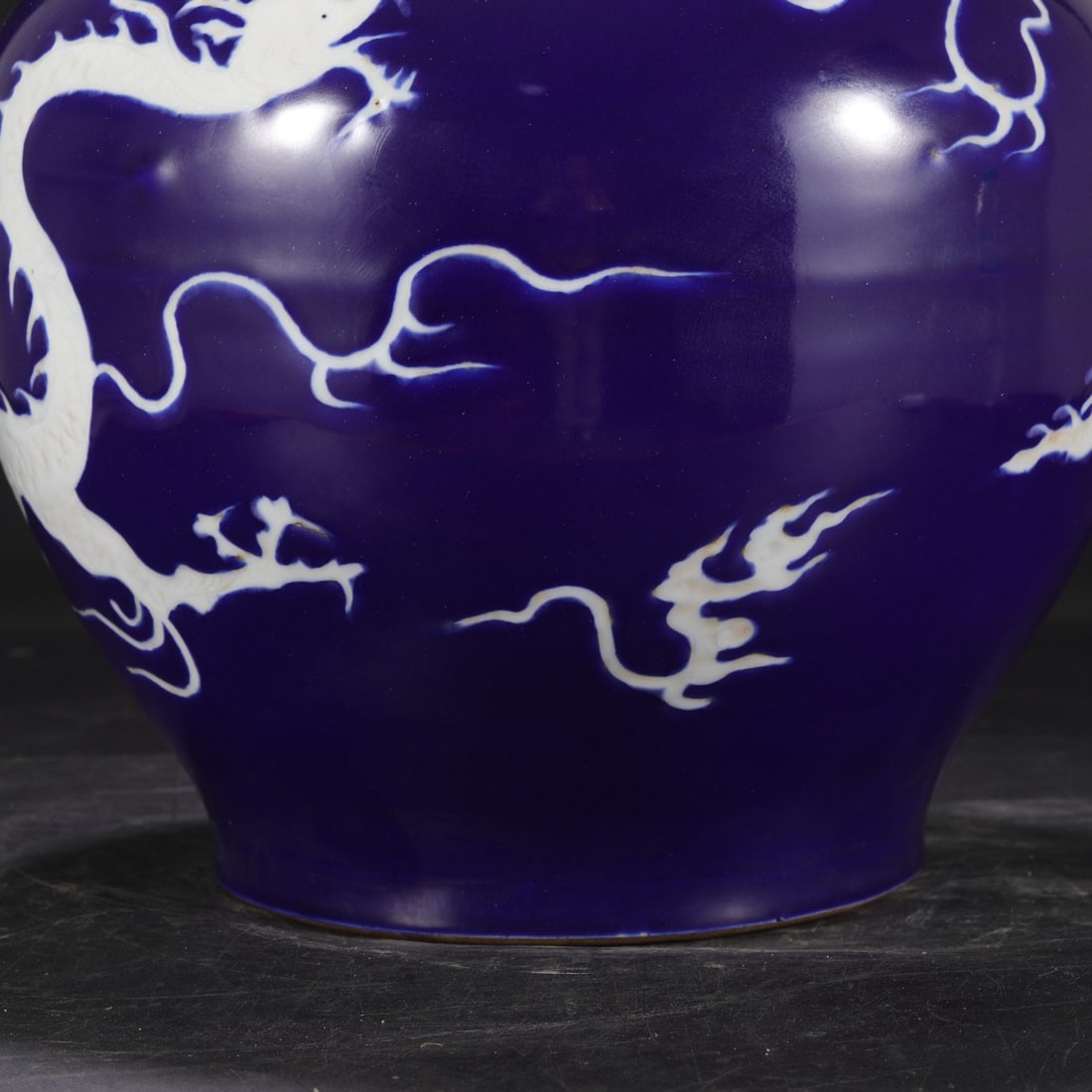 An Exquisite Ji Blue Glazed Dragon Pattern Double-Ears Jar - 4