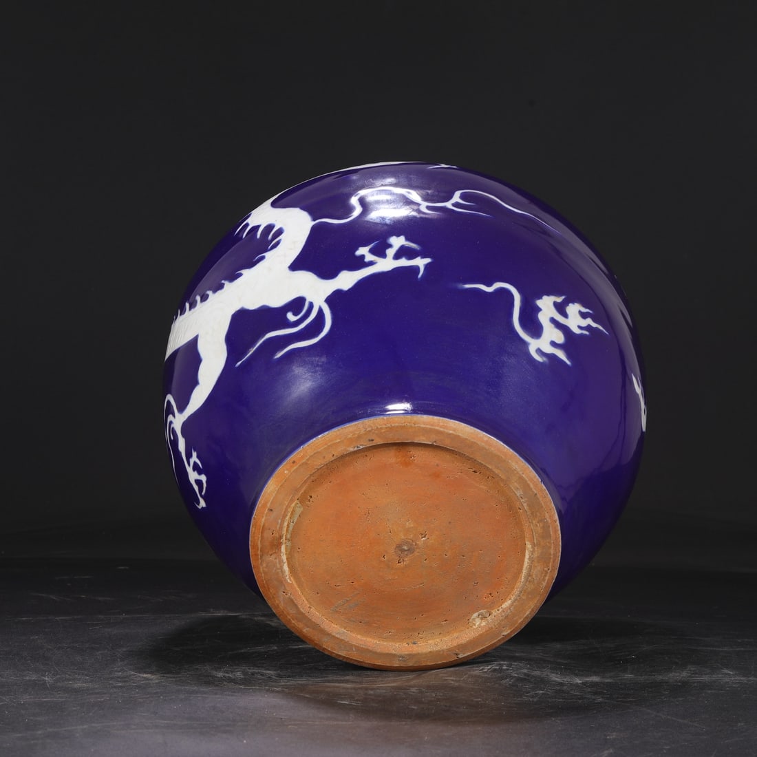 An Exquisite Ji Blue Glazed Dragon Pattern Double-Ears Jar - 9