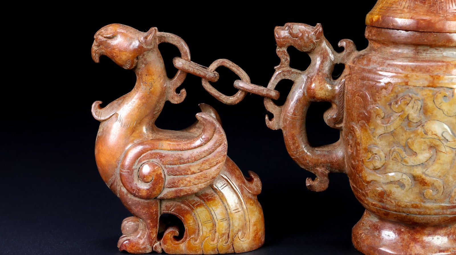 An Exquisite White Jade Dragon and Phoenix Pattern Vase - 2