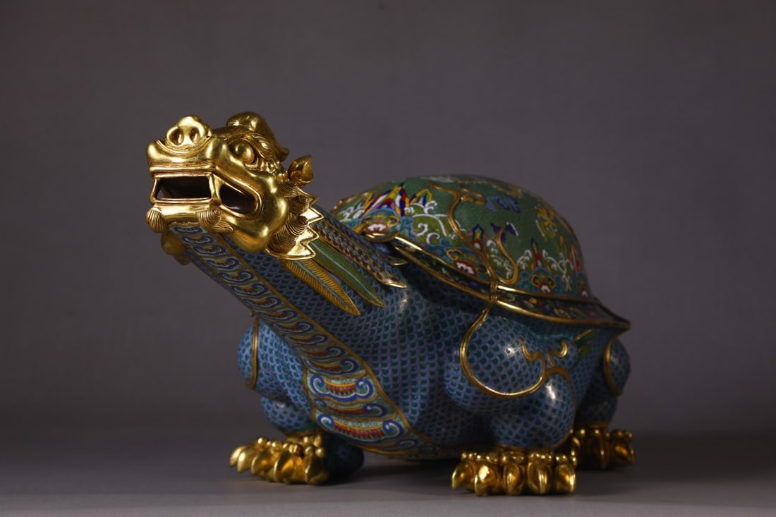 An Exquisite Cloisonne Dragon Pattern Lotus Pattern Auspicious Beast Ornament - 3