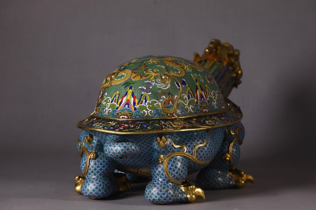An Exquisite Cloisonne Dragon Pattern Lotus Pattern Auspicious Beast Ornament - 4
