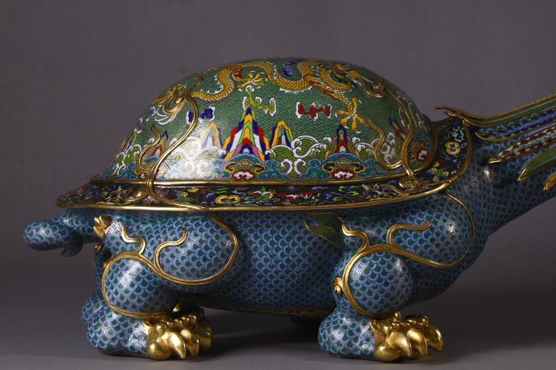 An Exquisite Cloisonne Dragon Pattern Lotus Pattern Auspicious Beast Ornament - 6