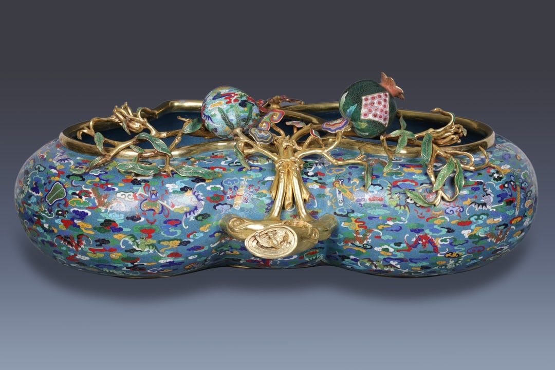 An Exquisite Cloisonne Bats and Peach Pattern Dragon Pattern Brush Washer - 4