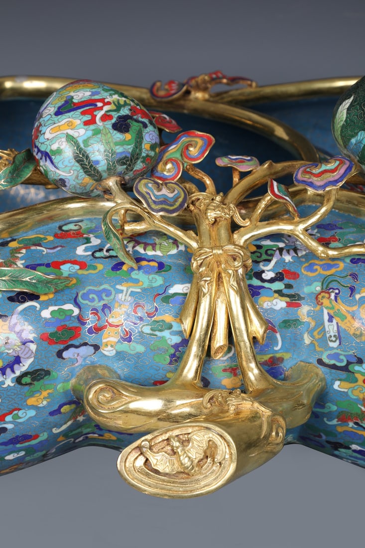 An Exquisite Cloisonne Bats and Peach Pattern Dragon Pattern Brush Washer - 5