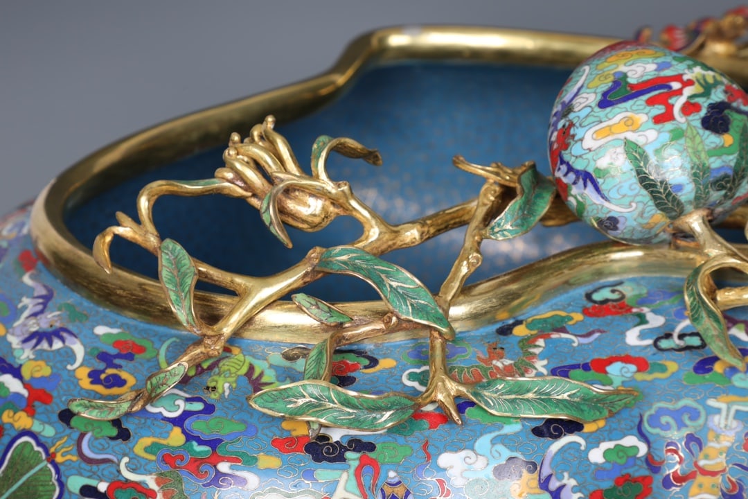 An Exquisite Cloisonne Bats and Peach Pattern Dragon Pattern Brush Washer - 7