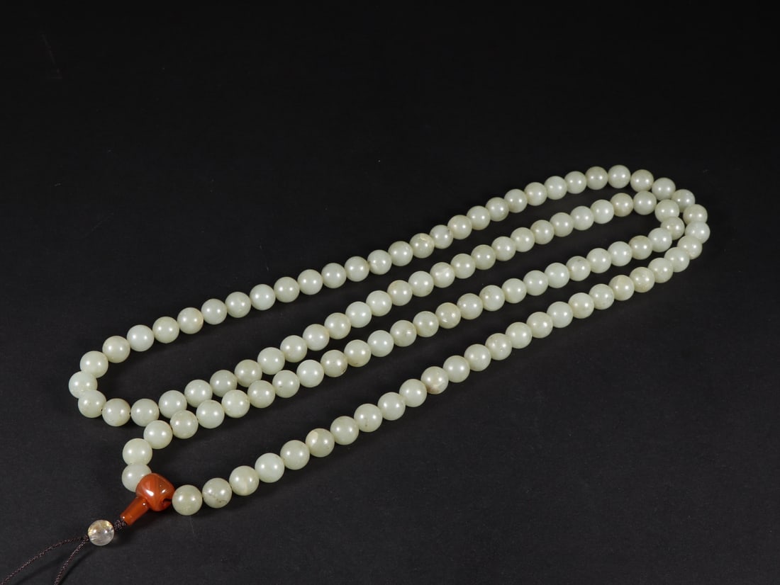 An Exquisite White Jade Round beads - 6
