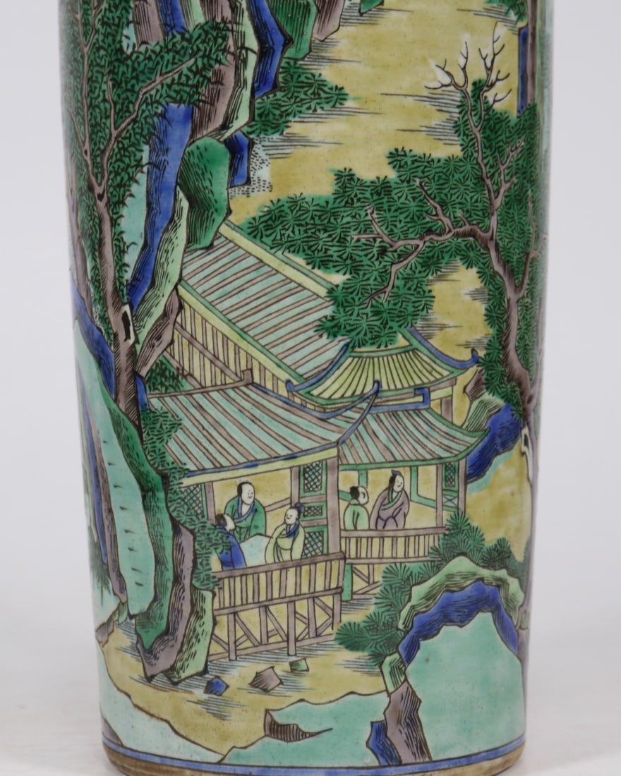 An Exquisite Wucai Landscape Pattern Vase - 7