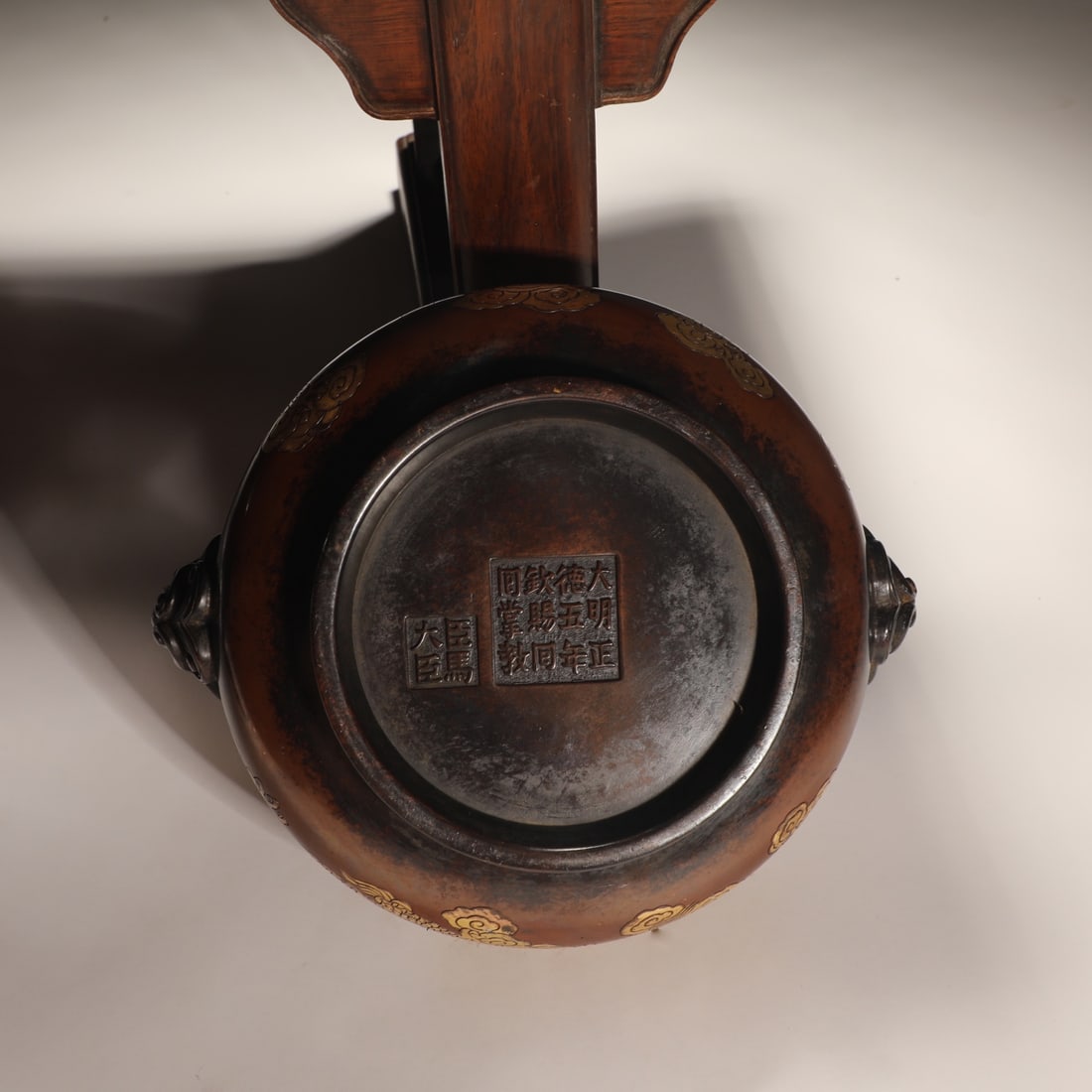 An Exquisite Gilt Bronze Dragon Pattern Double-Ears Censer - 9