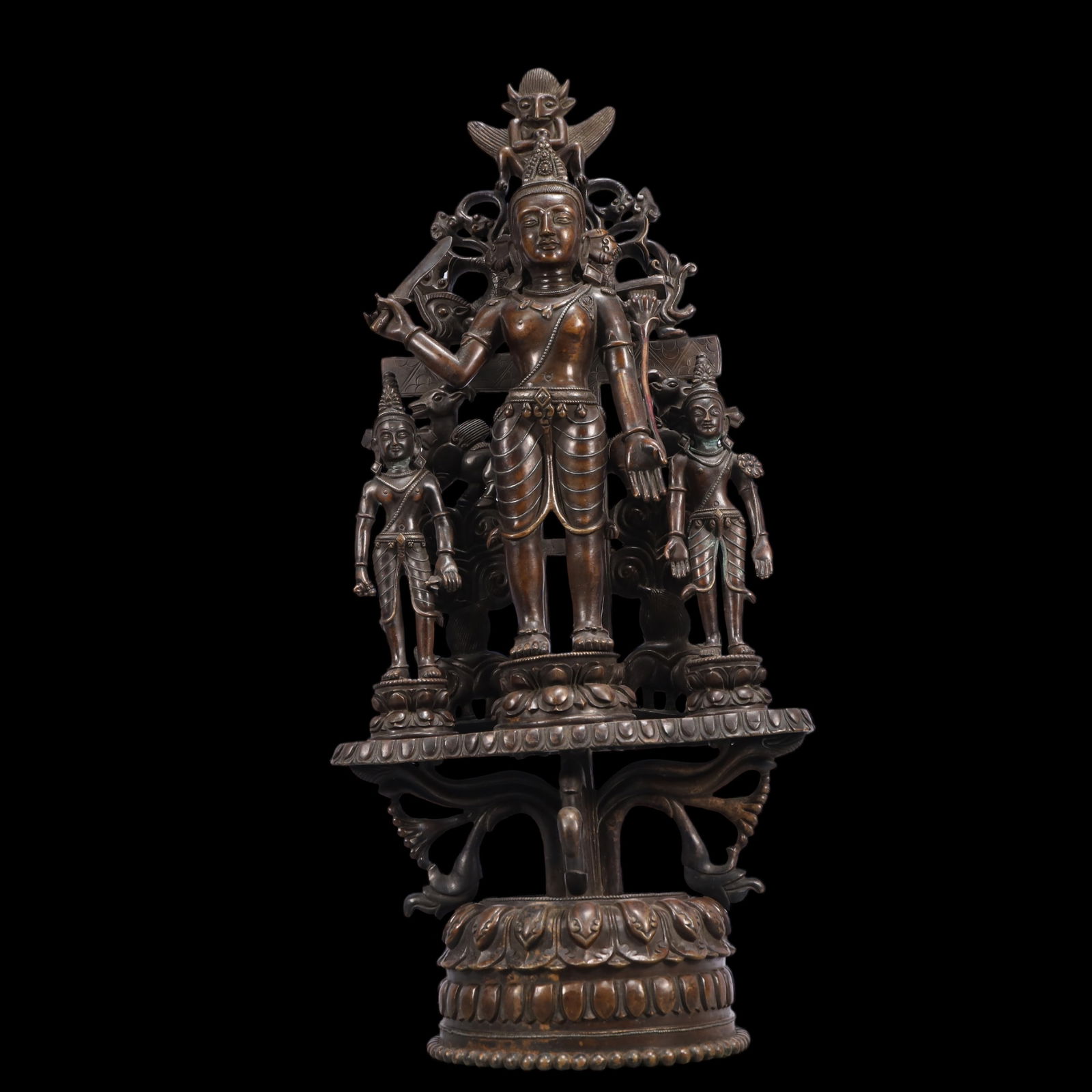 A Exquisite Coppery Statue of Manjusri: A Exquisite Coppery Statue of Manjusri Ming Dynasty, China Size:26cmx15cmx57cm Weight:11100g (The Dimensions Of All Batches Are Manually Measured.If You Need More Detailed Information, Please