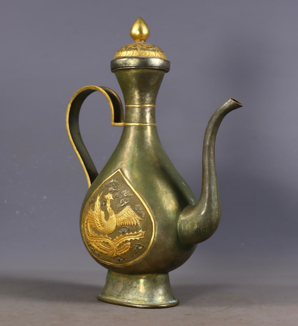An Exquisite Gilt Bronze Phoenix Pattern Ewer - 2
