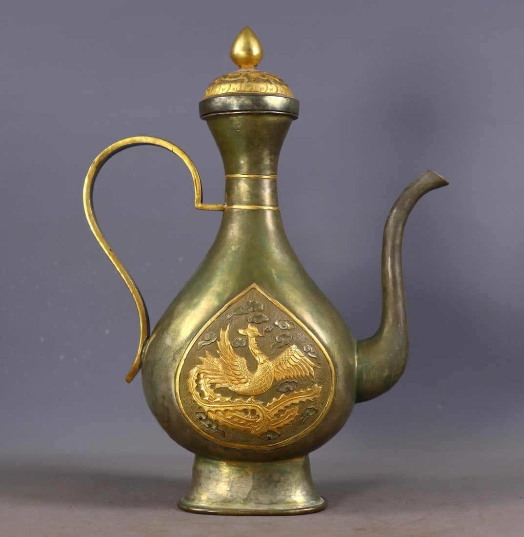 An Exquisite Gilt Bronze Phoenix Pattern Ewer - 3