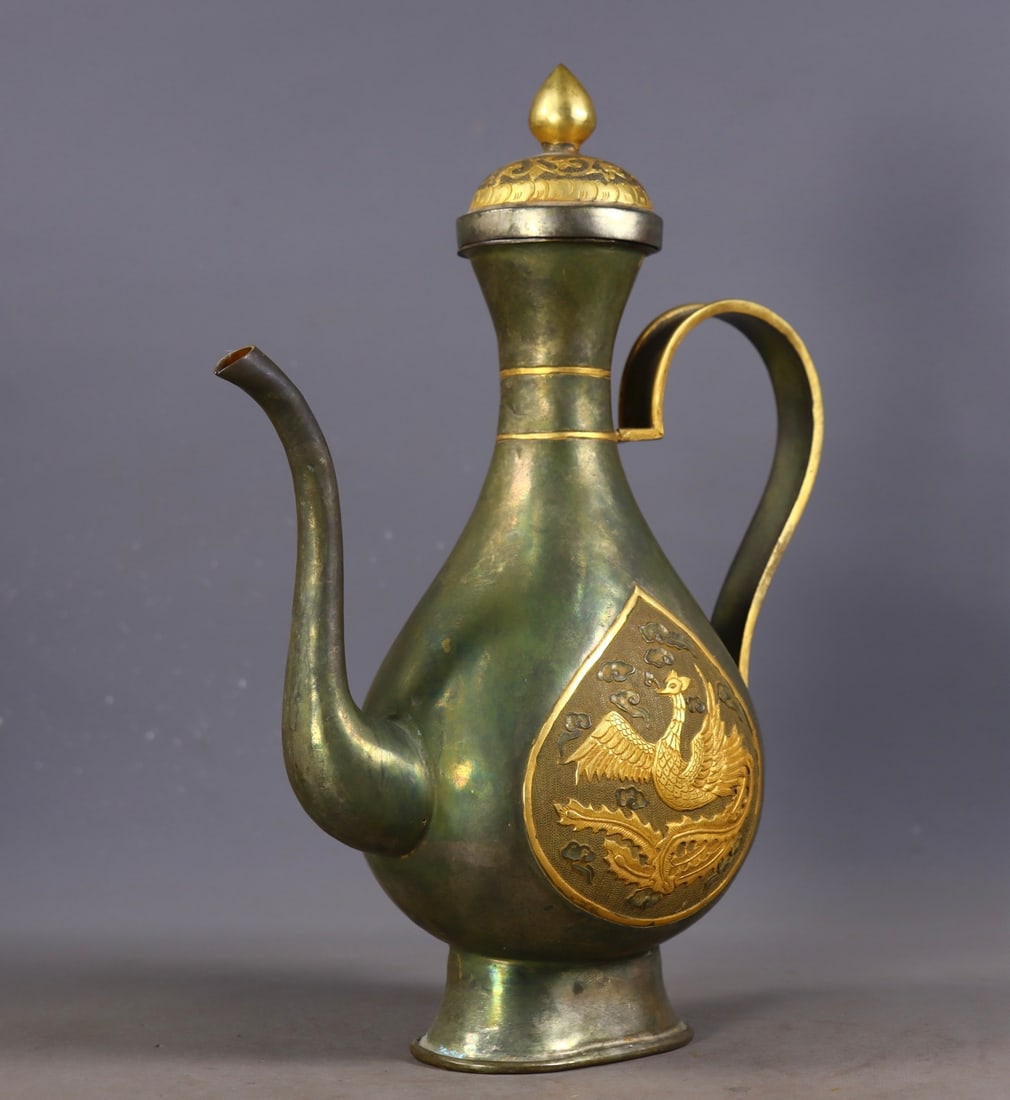 An Exquisite Gilt Bronze Phoenix Pattern Ewer - 4