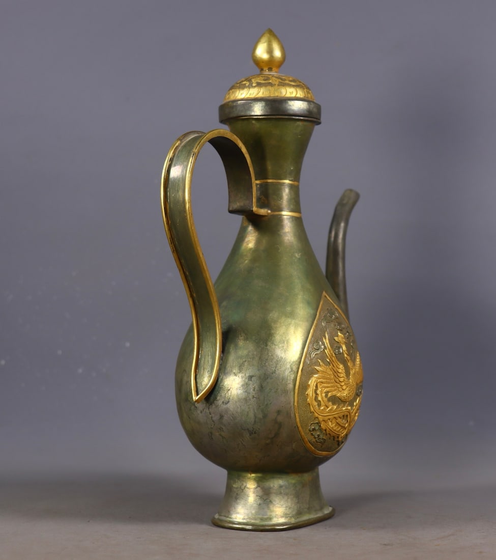 An Exquisite Gilt Bronze Phoenix Pattern Ewer - 5