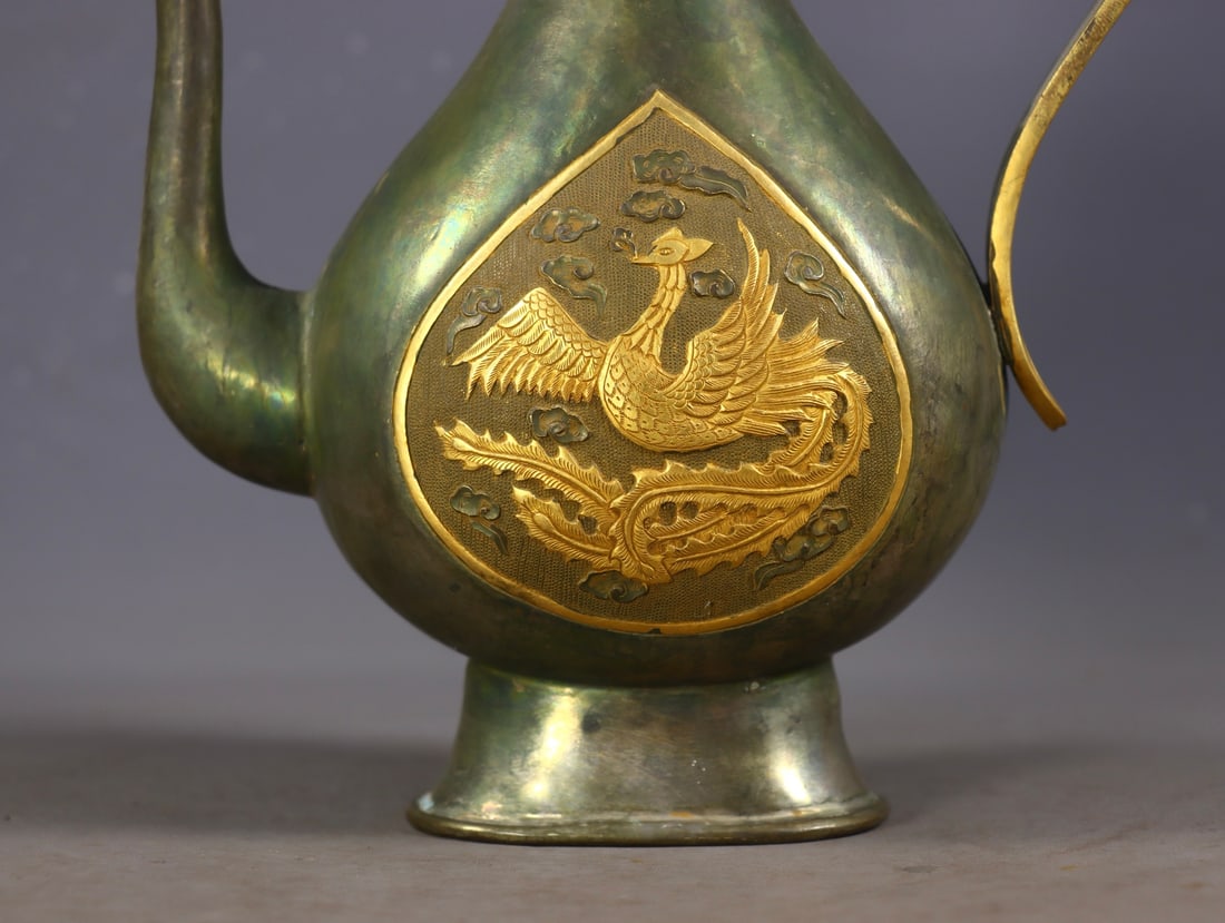 An Exquisite Gilt Bronze Phoenix Pattern Ewer - 8