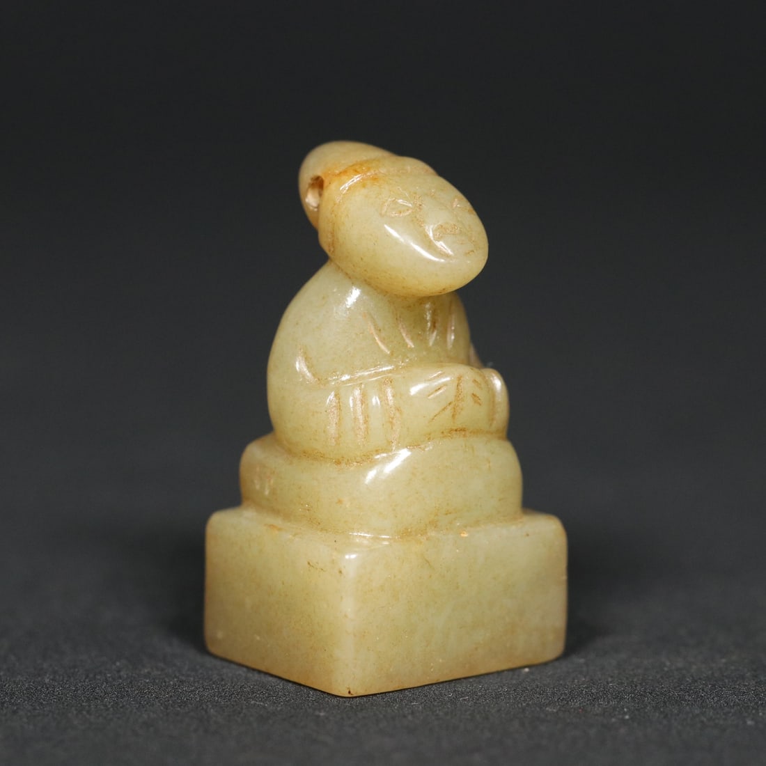 An Exquisite White Jade Figure Seal - 6