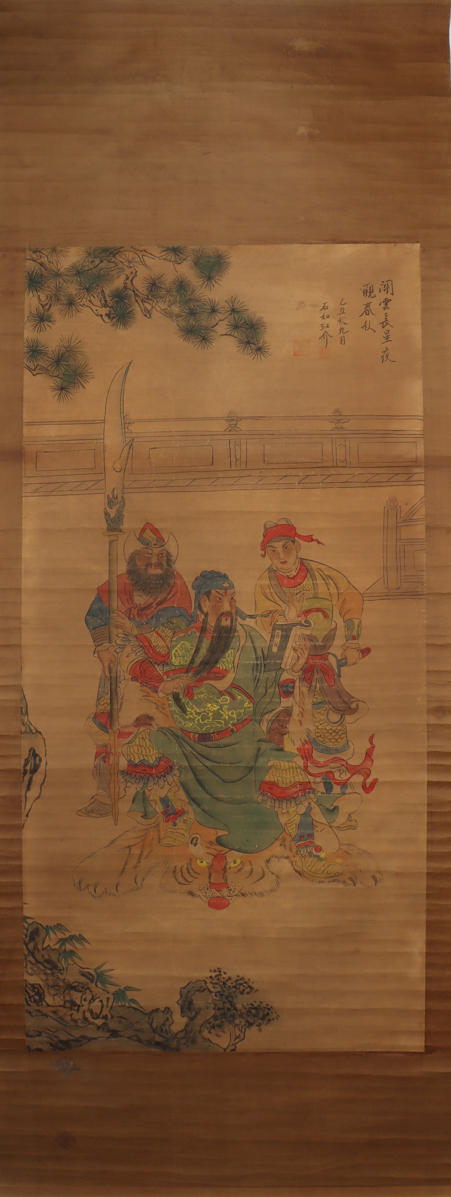 A Chinese Vertical Scroll Ink Painting of Character and Story on Paper: A Chinese Vertical Scroll Ink Painting of Character and Story on Paper Shi rujiangjie Size:129cmx64cm (The Dimensions Of All Batches Are Manually Measured.If You Need More Detailed Information,