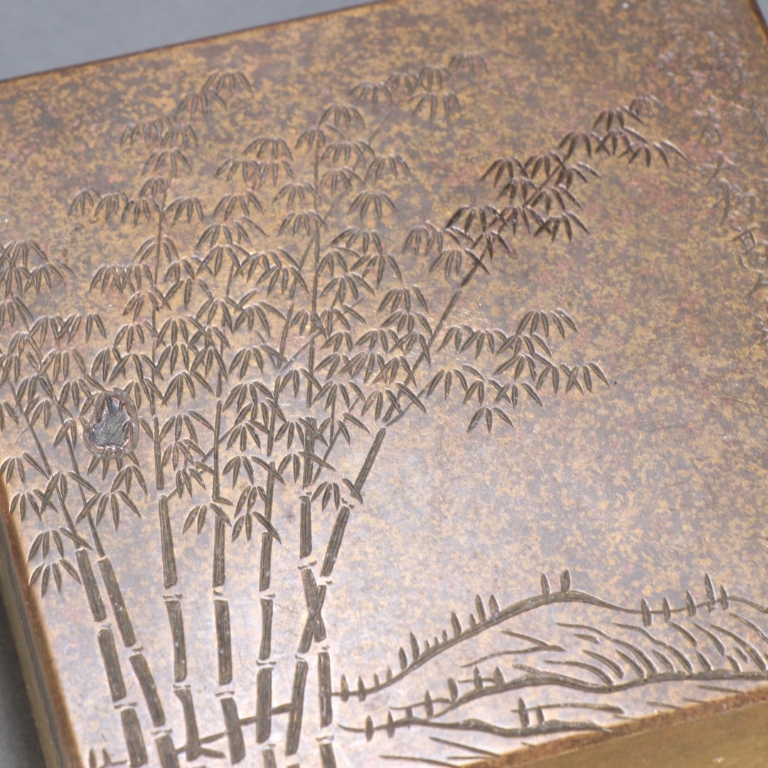An Exquisite Bronze Bamboo Pattern with poem Box - 2