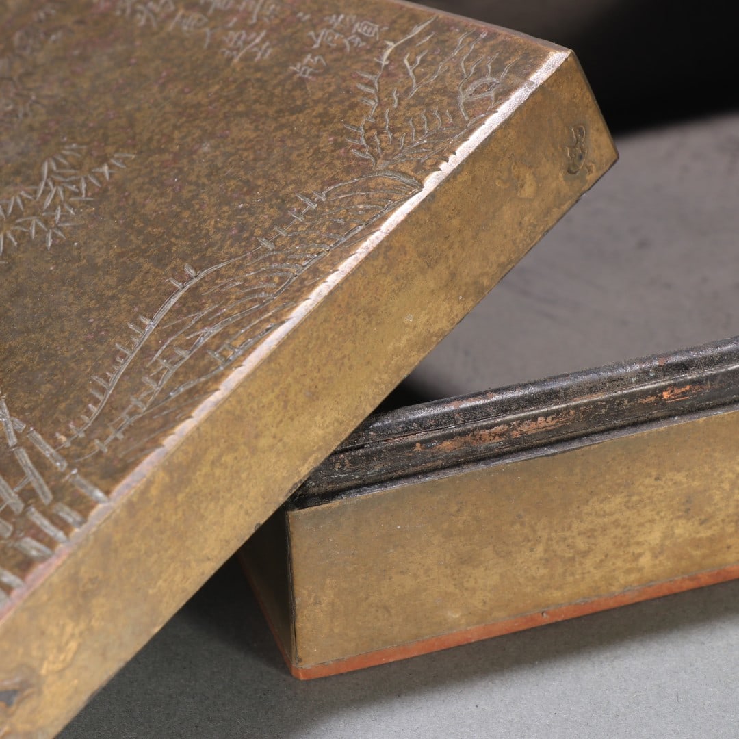 An Exquisite Bronze Bamboo Pattern with poem Box - 5