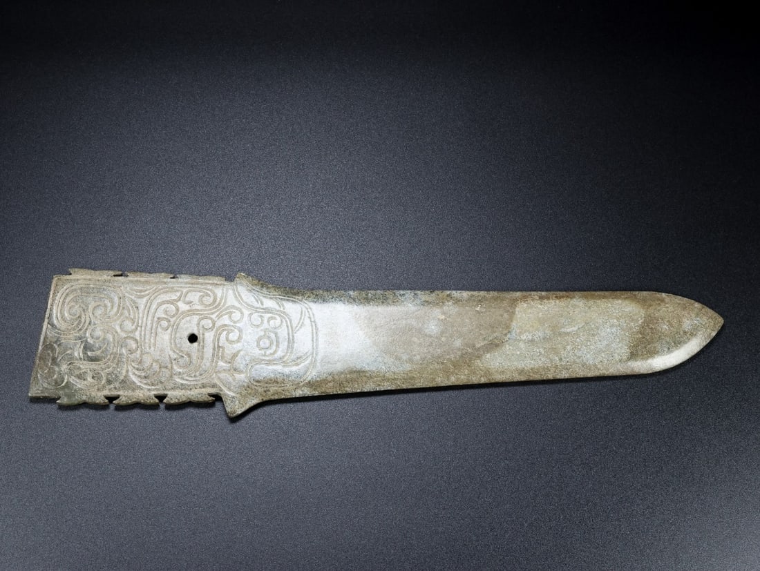 An Exquisite White Jade Dragon Pattern Knife - 5