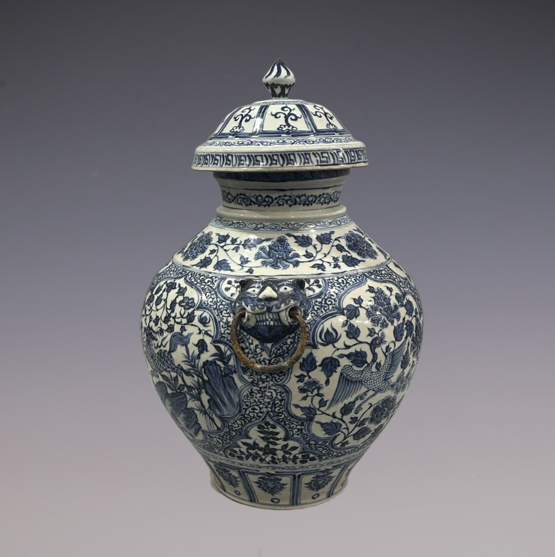 An Exquisite Blue and White Lotus Pattern Kylin Pattern Double-Ears Jar - 6