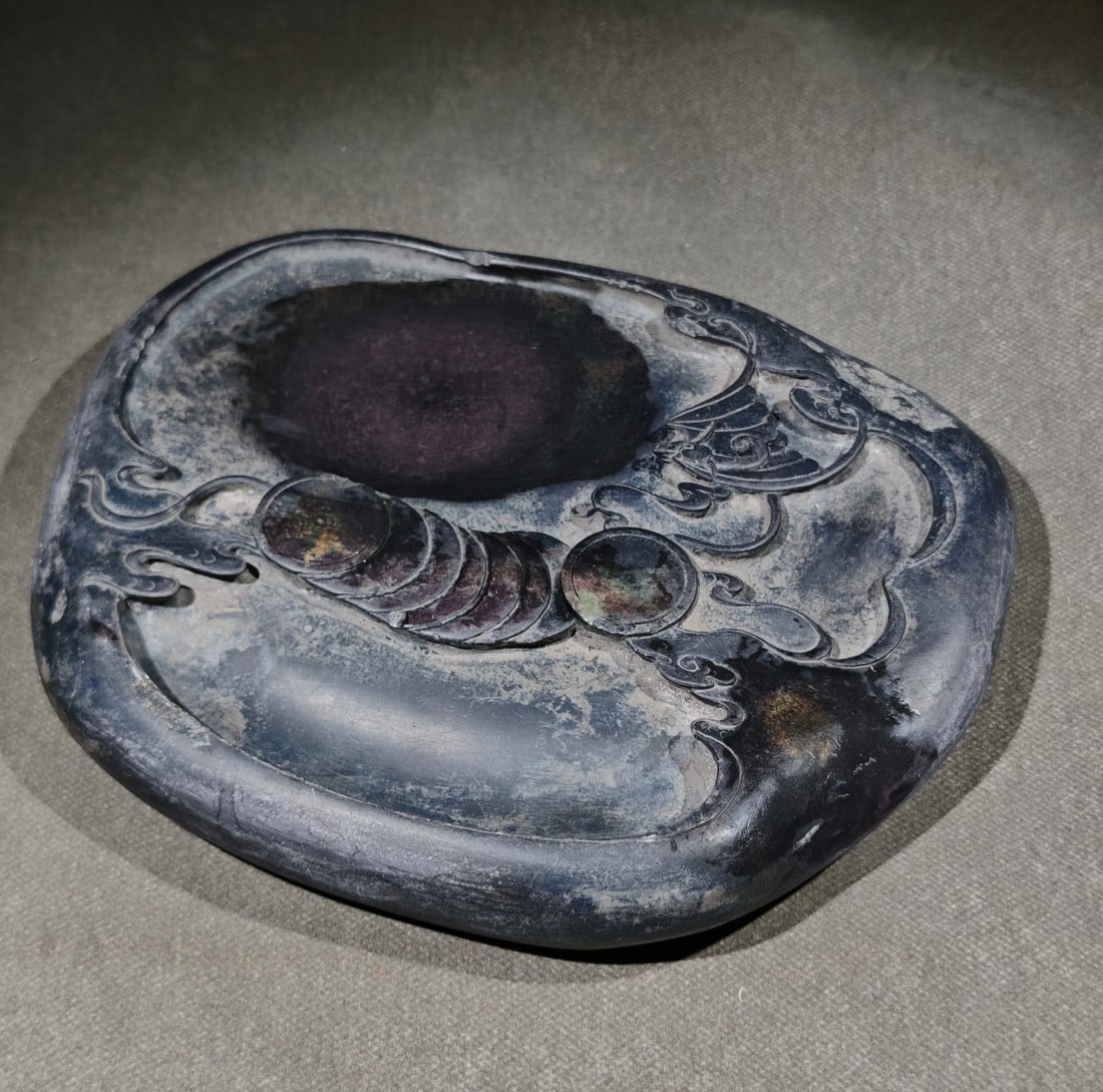 An Exquisite Auspicious Cloud Pattern Bats Pattern with poem Inkstone - 7