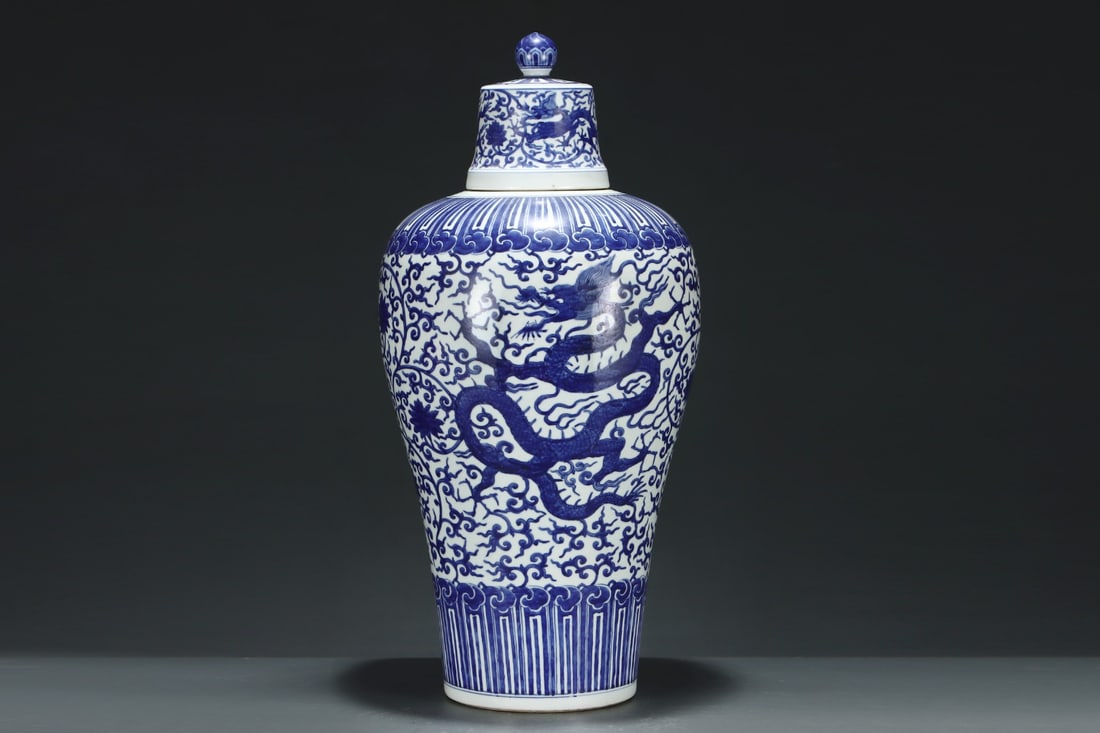 An Exquisite Blue and White Lotus Pattern Dragon Pattern Vase - 3