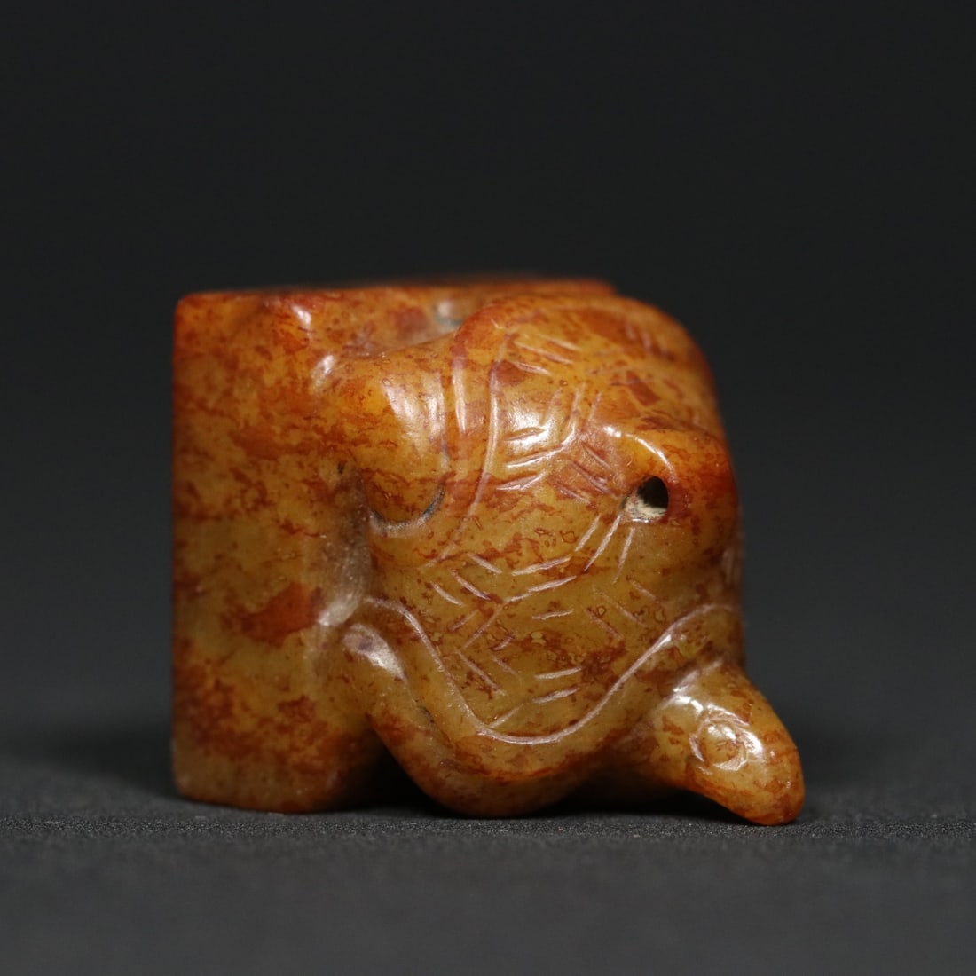 An Exquisite White Jade Turtle Seal - 7