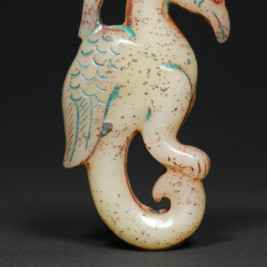 An Exquisite White Jade Phoenix Pendant - 9