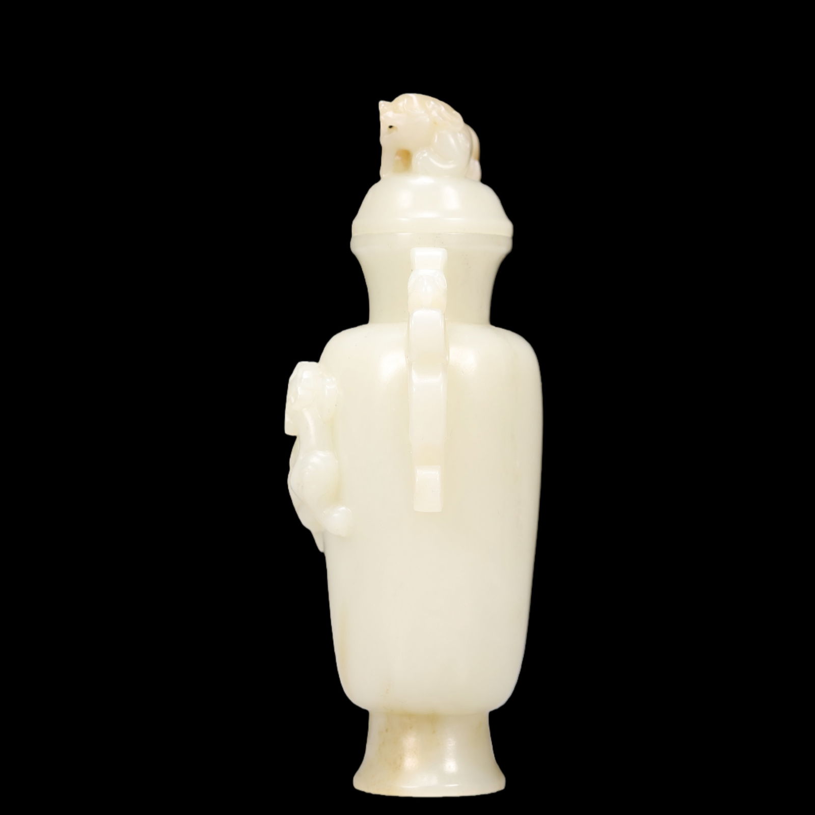 An Exquisite White Jade Chi-Dragon Pattern Double-Ears Vase - 5