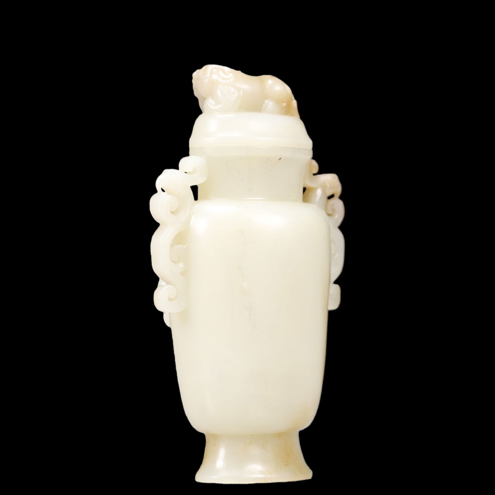 An Exquisite White Jade Chi-Dragon Pattern Double-Ears Vase - 6