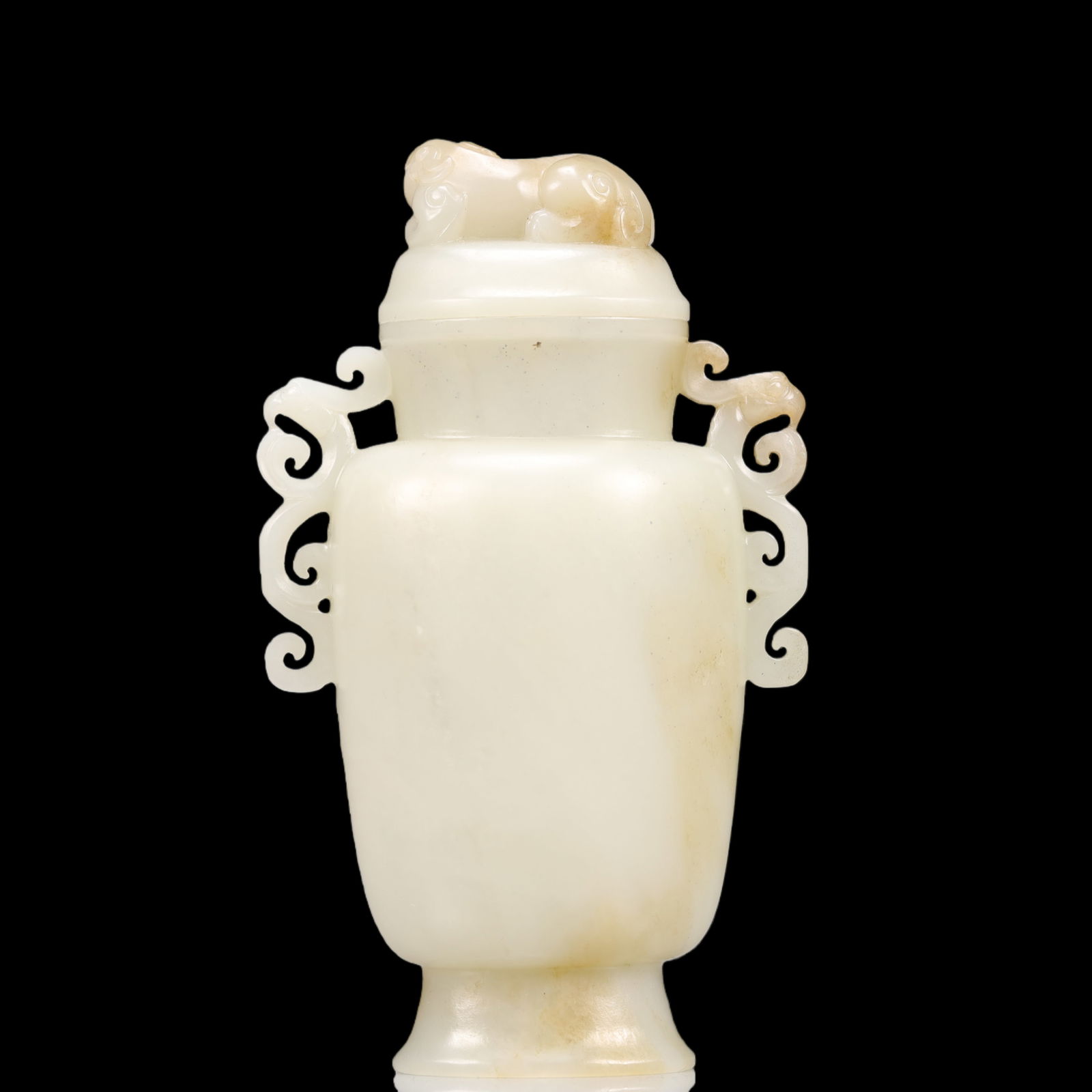 An Exquisite White Jade Chi-Dragon Pattern Double-Ears Vase - 7