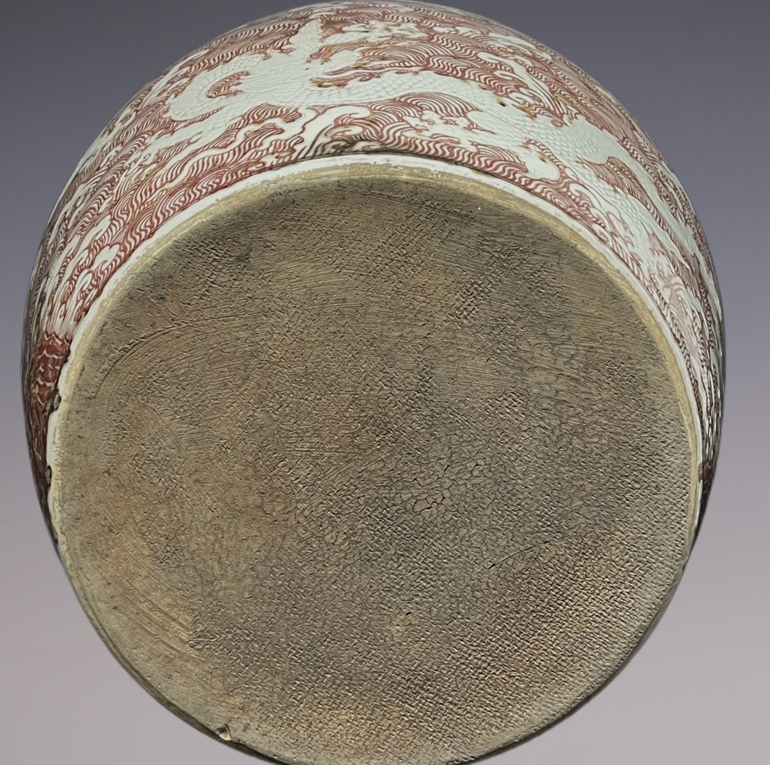 An Exquisite Underglaze-Red Dragon Pattern Seawater Pattern Vat - 9