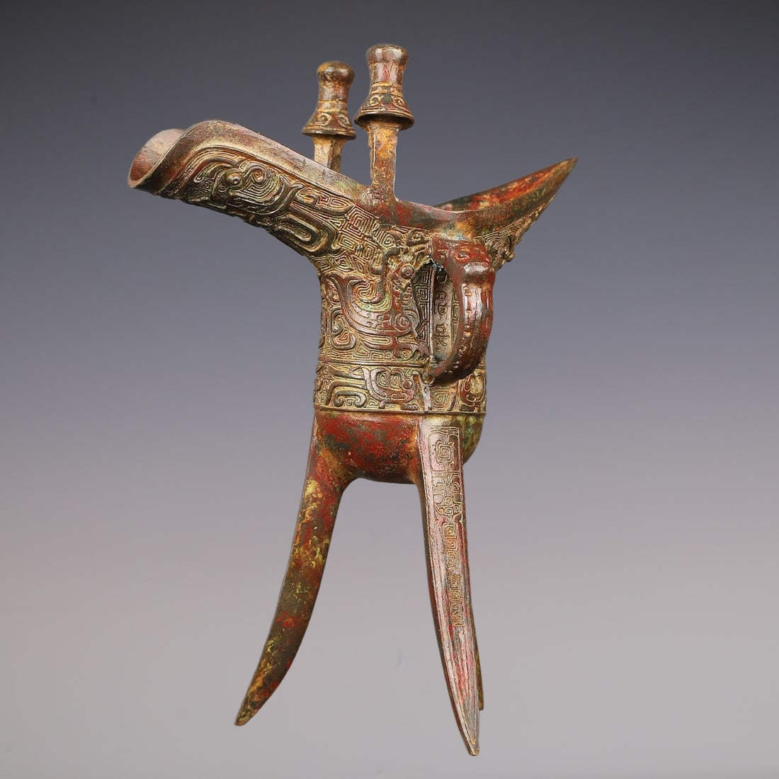 An Exquisite Bronze Phoenix Pattern Goblet - 2